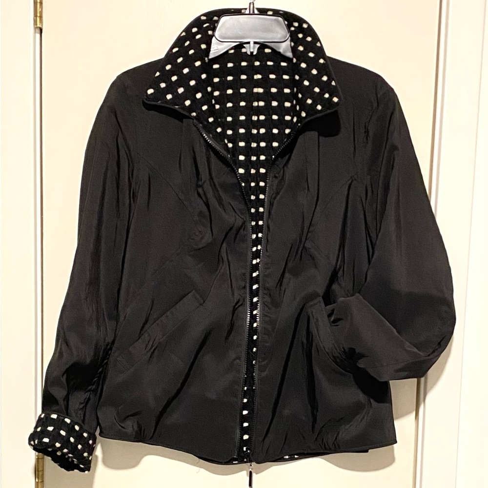 Mycra Pac Reversible Black Nylon/Black and White Wool Jacket S/M - Picture 3 of 9